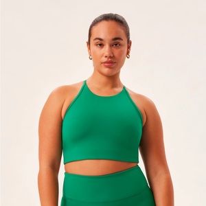 NWT girlfriend collective luxe Emerald Colette Halter Bra - size m